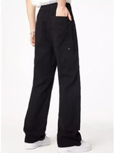 Men’s full size wash wide leg jeans in black with multiple cargo pockets and a relaxed plus size fit
