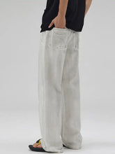 Men’s full size wash wide leg jeans in light-wash denim with relaxed fit and visible stitching for plus size