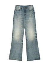 Men’s light-wash denim wide-leg jeans with relaxed fit and subtle fading for a vintage look in plus size
