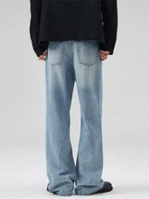 Light-wash denim men’s full size washed wide leg jeans with a relaxed, wide-leg cut in plus size