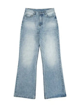 Men’s full size washed wide leg light-wash denim jeans with high-rise straight-leg cut and subtle fading for casual wear