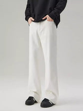 Men’s full size white wide leg casual jeans with a clean minimalist design for comfortable leg casual jeans wear