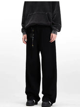 Men’s black wide leg sweatpants with relaxed fit and drawstring waistband in full size wide leg jeans style