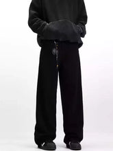 Men’s black wide leg sweatpants with relaxed fit and drawstring waistband in full size wide leg jeans plus size collection