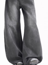 Men’s full size wide leg jeans in dark gray denim with relaxed fit and subtle fading for comfortable wear