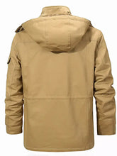 Men’s beige jacket plus size with quilted design fleece lined hooded winter jacket full size zip up