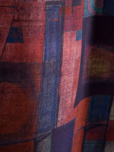 Mens geometric short sleeve button down shirt in red blue plaid texture