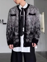 Mens gradient long sleeve cardigan in black gray earth tone knit