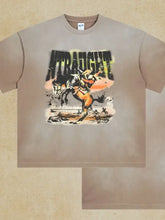 Mens graphic round neck half sleeve tan T-shirt with cowboy on horse design
