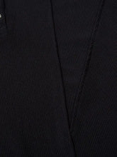 Mens henley structured black waffle knit short sleeve shirt with ribbed section