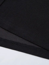 Mens henley structured black waffle knit shirt with textured wallet