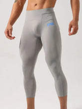 Mens high waist light grey compression capri pants