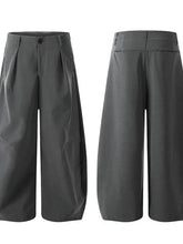 Men's High Waist Pleated Curved Pants Woman Sweatpants