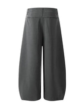 Mens high waist pleated pants in dark gray wide-leg cropped style