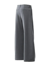 Mens high waist pleated curved pants in solid dark gray with pockets