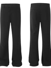 Mens high waist slim bootcut pants in black wide-leg style
