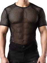 Men's Hollow Out Round Neck Short Sleeve Top Mens Tops
