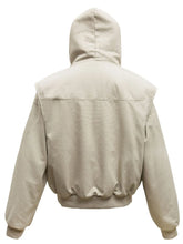 Men's Hooded Bomber Jacket in Black and Beige Polyester