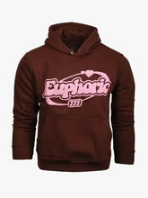 Men's Letter Graphic Long Sleeve Hoodie Brown Mens Tops
