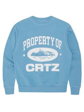 Men's Letter Graphic Round Neck Sweatshirt Sky Blue Mens Tops