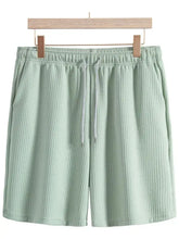 Men's Mint Green Corduroy Short Sleeve Shirt and Shorts Set Mens Sets