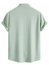 Men's Mint Green Corduroy Short Sleeve Shirt and Shorts Set