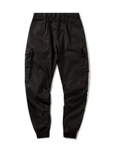 Black men’s elastic waist multi-pocket cargo joggers