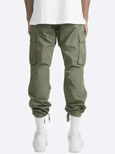 Mens Olive Green Size Drawstring Cargo Pants with Cuffed Ankles