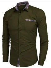 Camicia da uomo a quadri con collo e maniche lunghe Maglie da uomo