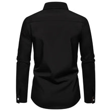 Mens plus size black dress shirt with plaid collar button cuffs