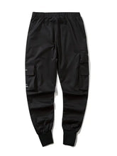 Mens plus size casual cargo joggers with elastic waistband and ribbed cuffs