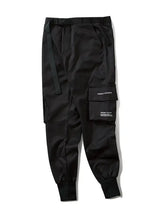 Mens plus size casual cargo joggers with utility strap and elastic cuffs