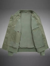 Men plus size casual lightweight bomber jacket in light green quilted fabric with structured collar and front pockets