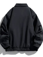 Men’s plus size casual black bomber jacket with sleek modern design and elastic cuffs lightweight long sleeve jacket