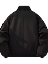 Men plus size casual black bomber jacket with matte finish ribbed cuffs and lightweight stand collar design
