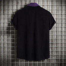 Mens plus size classic color block black polo short sleeve shirt