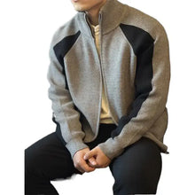 Mens plus size color block ribbed knit sweater with geometric pattern