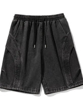 Mens plus size drawstring denim shorts with elastic waistband