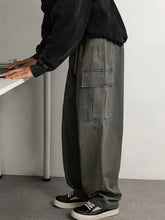 Mens plus size drawstring pants with oversized black cargo pockets
