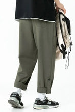 Mens plus size olive green cropped drawstring pants with pockets