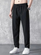 Mens plus size black drawstring pants with side pockets