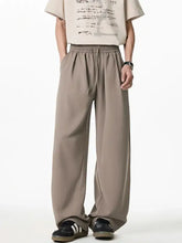 Mens plus size drawstring wide leg pants in light taupe