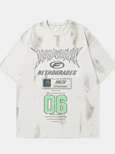 Mens plus size graphic round neck tie-dye t-shirt in white and grey