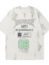 Mens plus size graphic round neck tie-dye t-shirt with green 06 and black logo