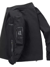 Men’s plus size lightweight black waterproof jacket with sleeve length detail and fs sports milano branding, machine wash tumble dry safe