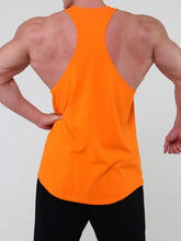 Mens Plus Size Round Neck Racerback Orange Tank Top with Black Trim