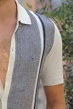 Mens plus size short sleeve shirt with striped knit polo pattern