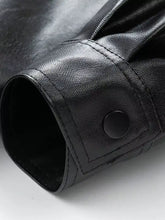 Men’s plus size urban style black faux leather jacket sleeve with button closure, machine wash and tumble dry safe