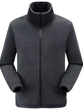 Men’s plus size zip up hooded jacket in dark gray fleece with high collar and full-length zipper size zip design