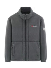 Men’s plus size dark gray fleece zip up jacket with high collar, front zipper, side pockets, and norway flag logo